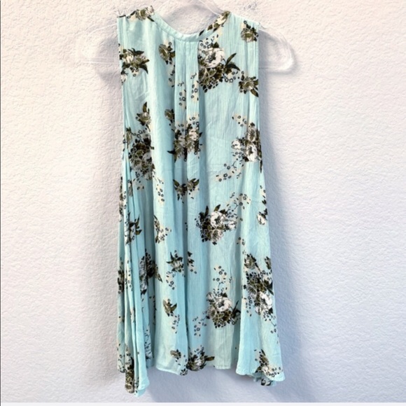 Free People None Tunic Mini Dress Floral Mint Blue - Picture 3 of 6